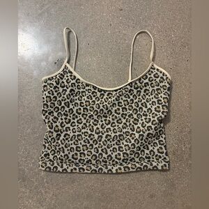 Sage Collective Leopard Print Strappy Back Sports Bra Crop Top
